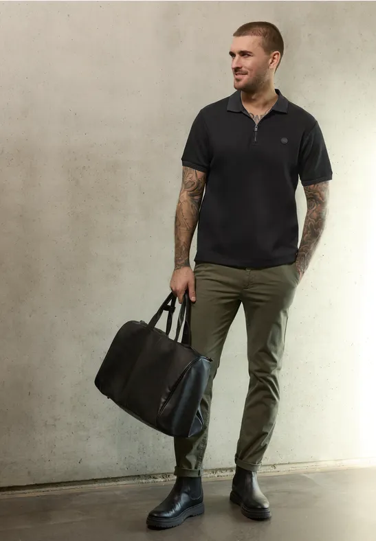 Poloshirt mit Struktur Black