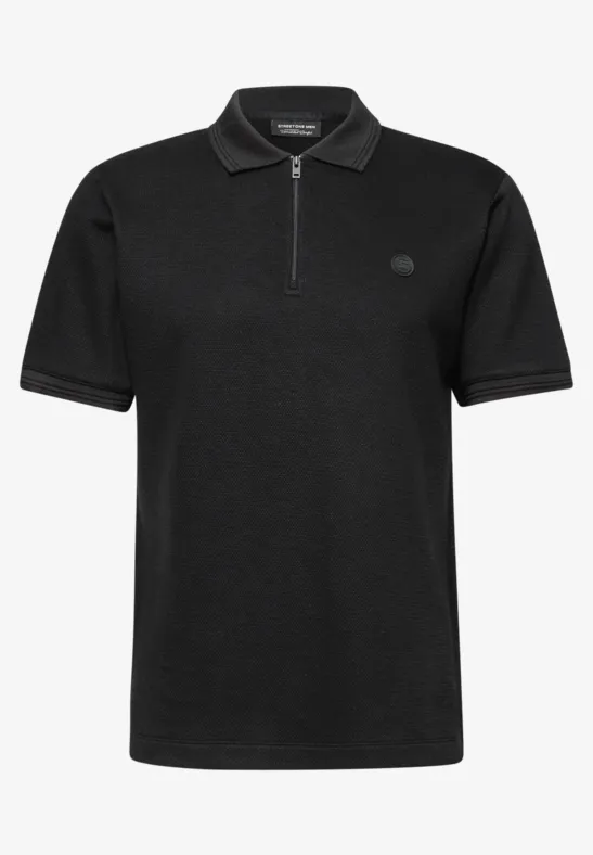 Poloshirt mit Struktur Black