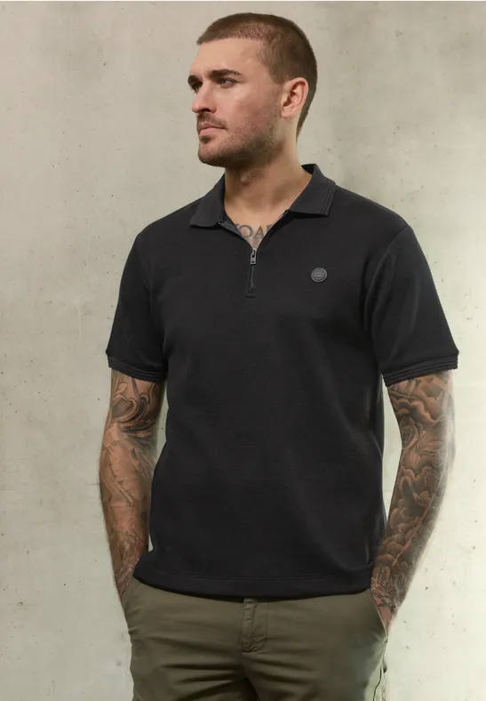 Poloshirt mit Struktur Black