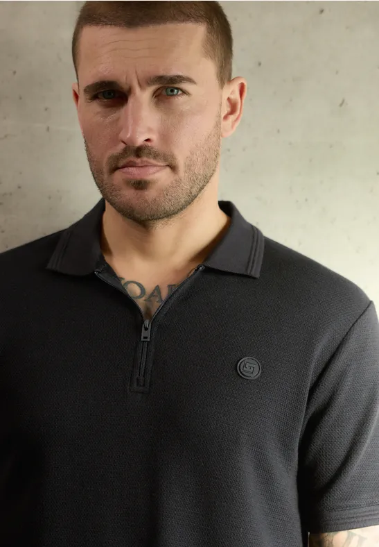 Poloshirt mit Struktur Black