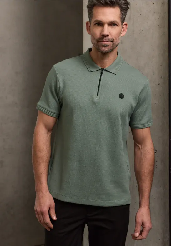 Koszulka Polo z teksturą dusty mint