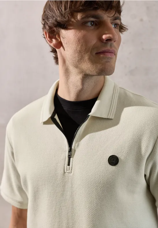 Poloshirt met structuur white sand
