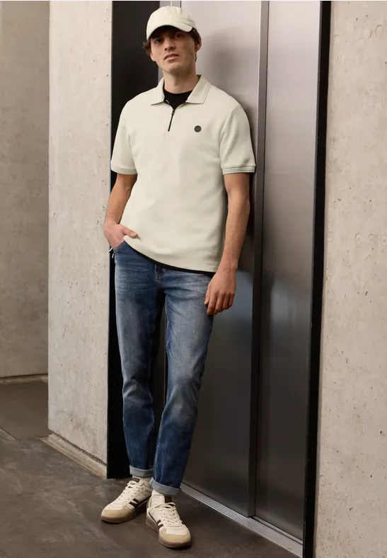 Poloshirt met structuur white sand