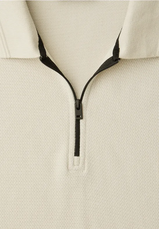 Poloshirt met structuur white sand