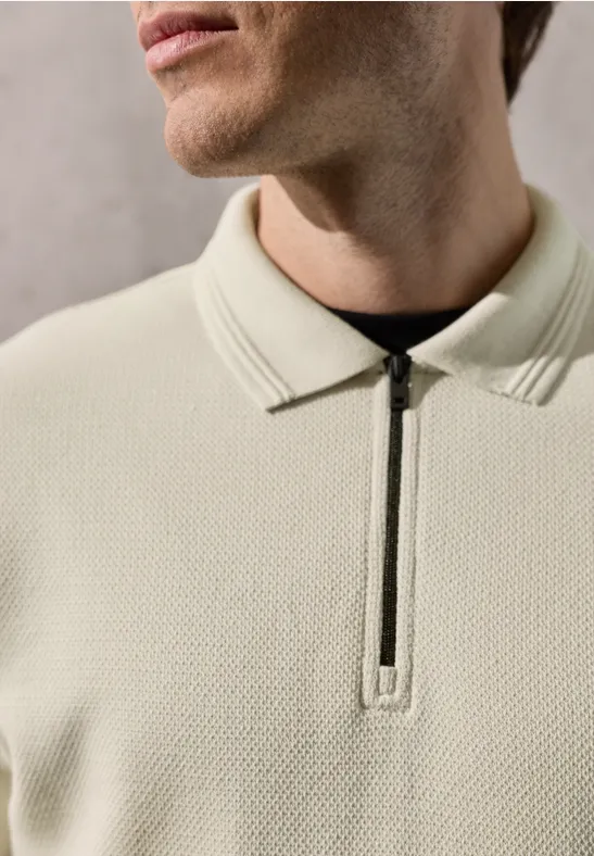 Poloshirt met structuur white sand