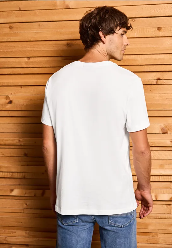 T-Shirt mit Streifen-Print bright white