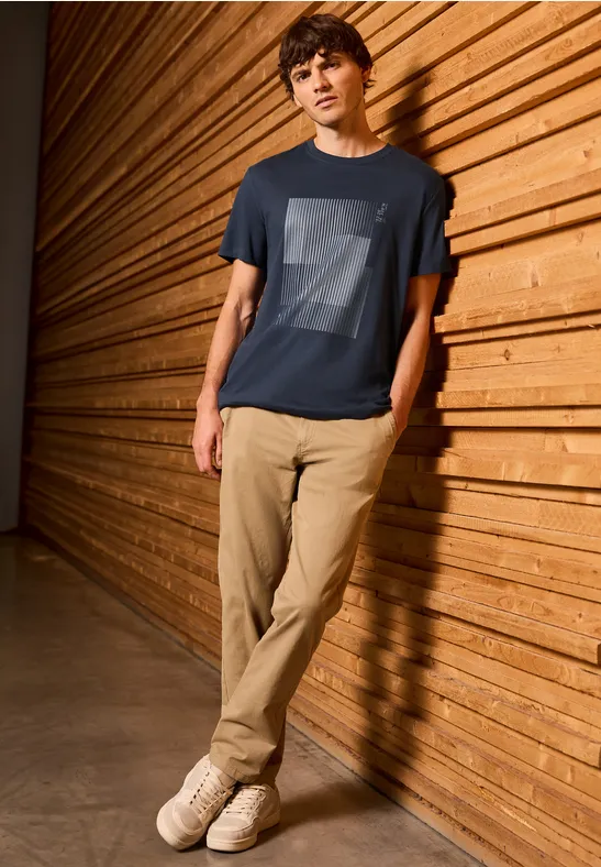T-Shirt mit Streifen-Print bold blue