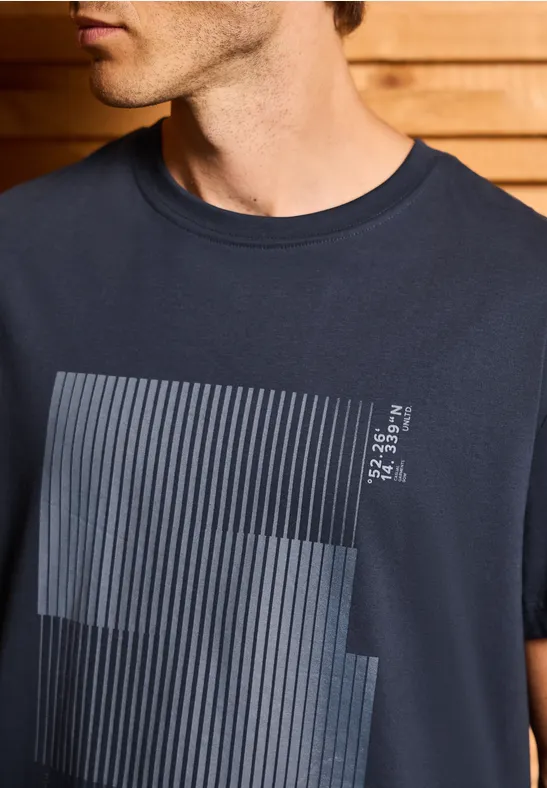 T-Shirt mit Streifen-Print bold blue
