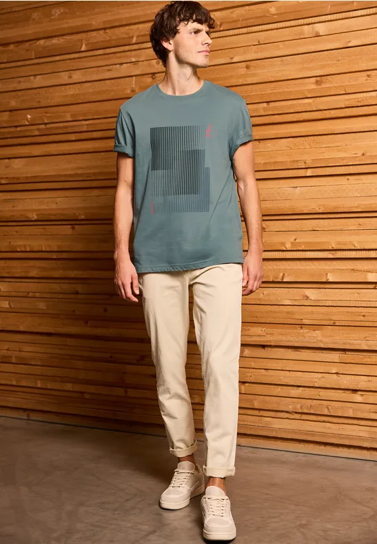 T-shirt à rayures imprimées silver green