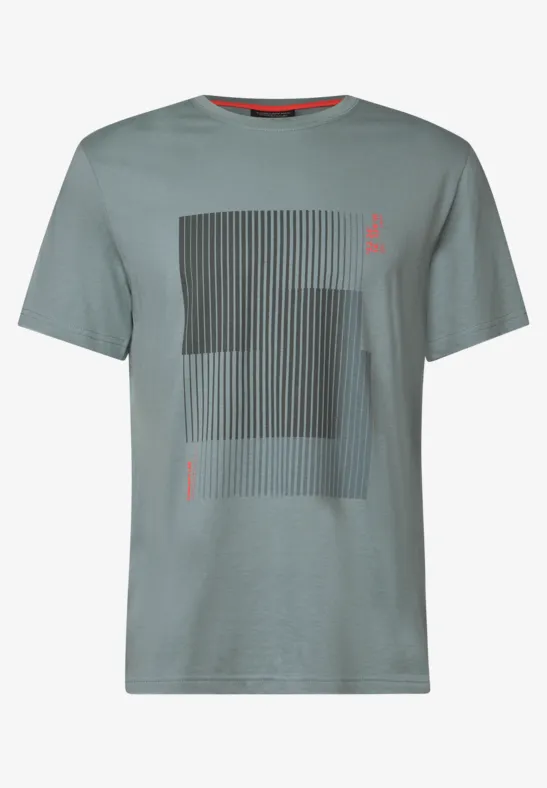 T-shirt à rayures imprimées silver green