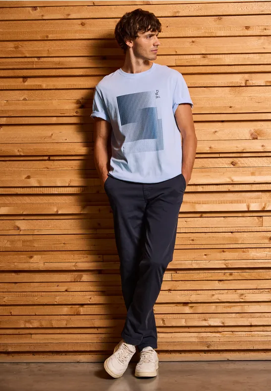 T-shirt à rayures imprimées soft blue