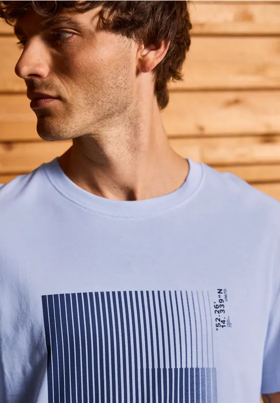 T-shirt à rayures imprimées soft blue