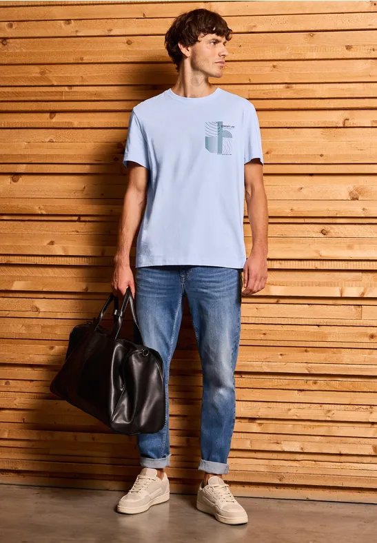 T-Shirt mit Print soft blue