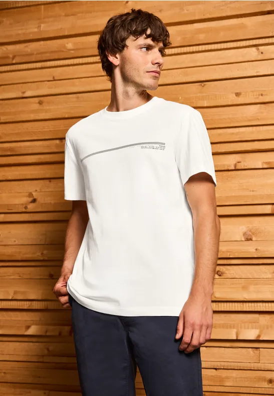 T-Shirt mit Streifen-Motiv bright white