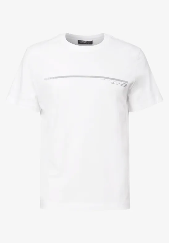 T-Shirt mit Streifen-Motiv bright white