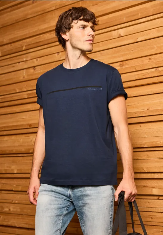 T-Shirt mit Streifen-Motiv bold blue