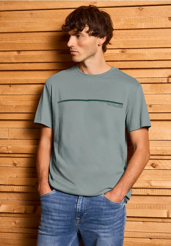 T-shirt avec motif à rayures silver green