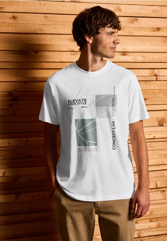 T-Shirt mit grafischem Print bright white
