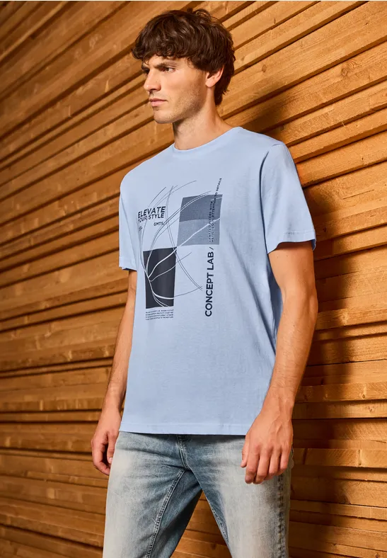 T-shirt met grafische print soft blue