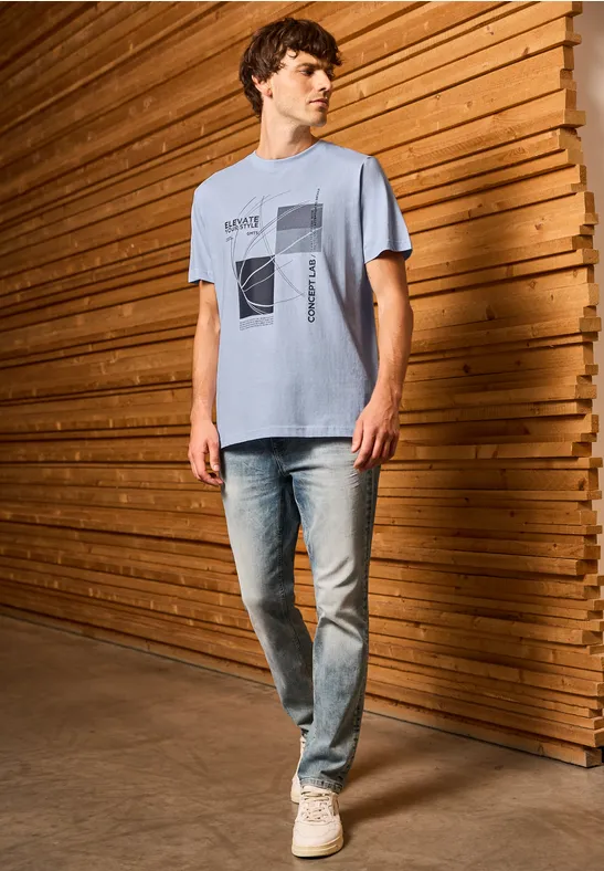 T-shirt met grafische print soft blue