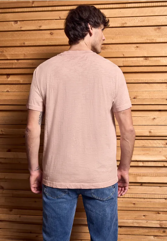 Slub T-Shirt in Washed-Optik pastel peach