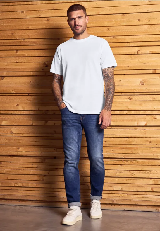 Basic T-Shirt in Unifarbe White