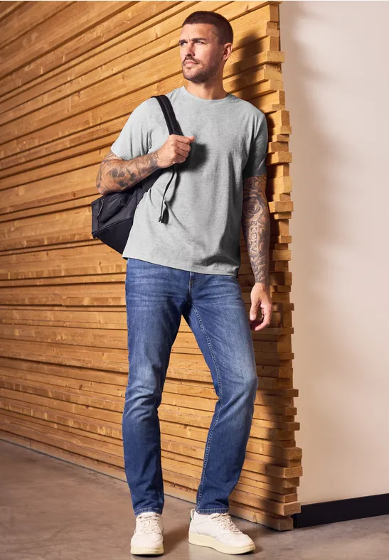 T-shirt basique en couleur unie cloud grey melange