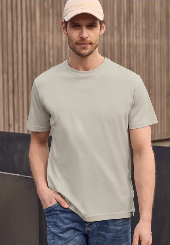 Basic T-Shirt aus reiner Baumwolle basic beige