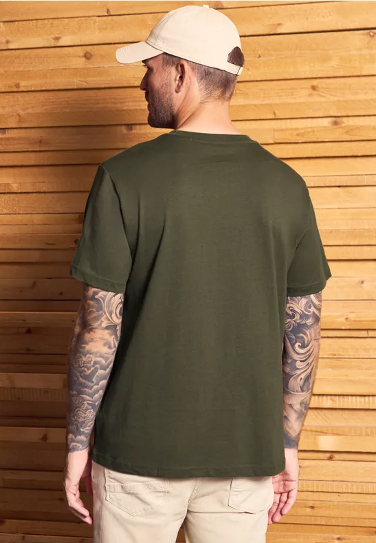 Basic T-Shirt in Unifarbe vintage green