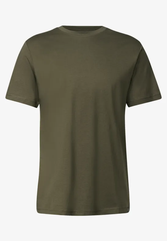 Basic T-Shirt in Unifarbe vintage green
