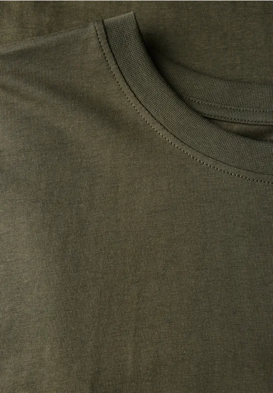 Basic T-Shirt in Unifarbe vintage green