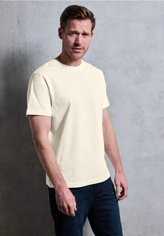 Basic T-Shirt in Unifarbe arctic beige