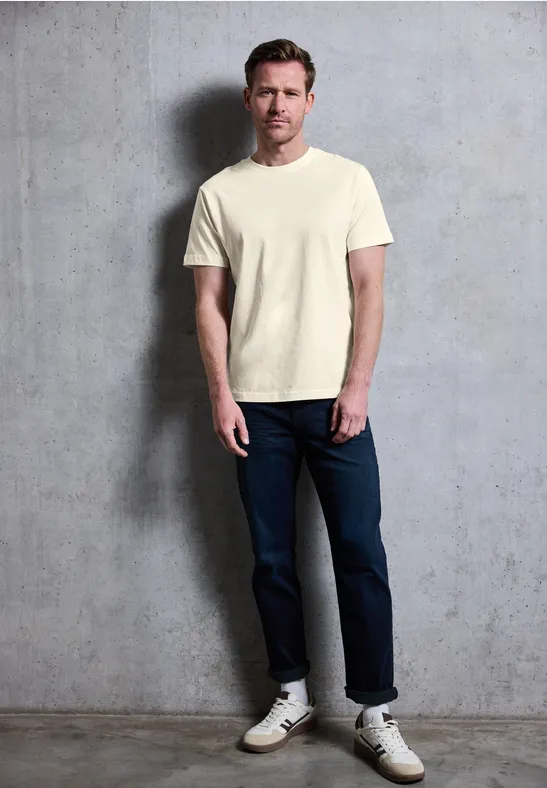 Basic T-Shirt in Unifarbe arctic beige