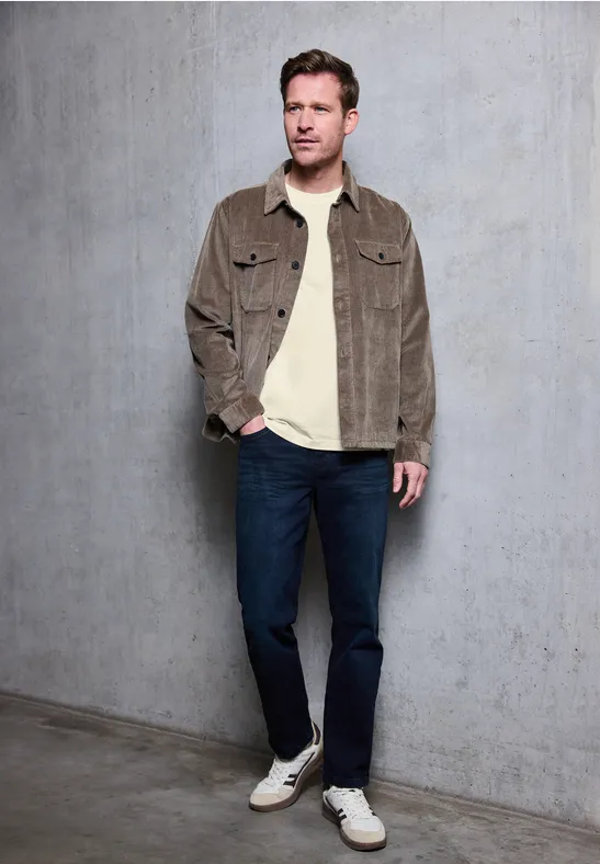 Basic T-Shirt in Unifarbe arctic beige
