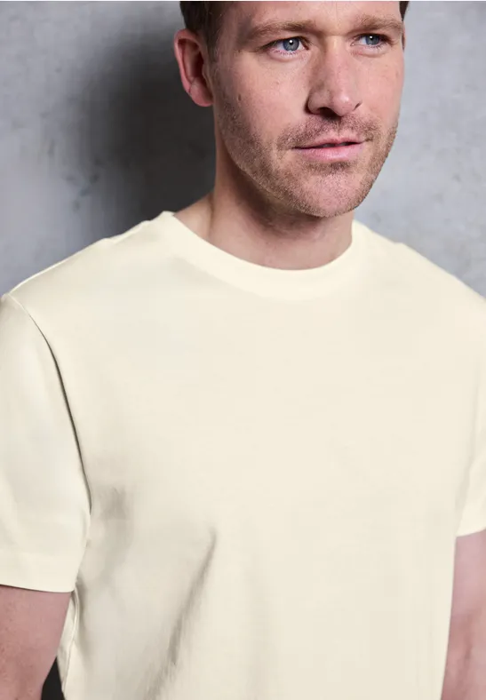Basic T-Shirt in Unifarbe arctic beige