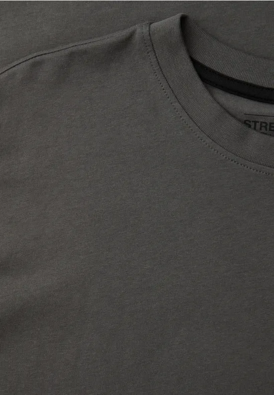Basic T-Shirt in Unifarbe oil grey