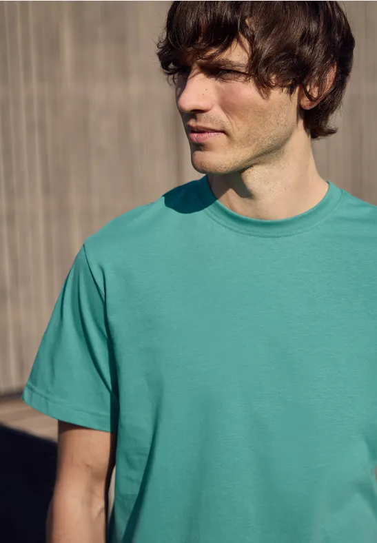 Basic T-Shirt aus reiner Baumwolle caribbean green
