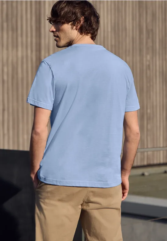 Basic T-Shirt aus reiner Baumwolle beach blue