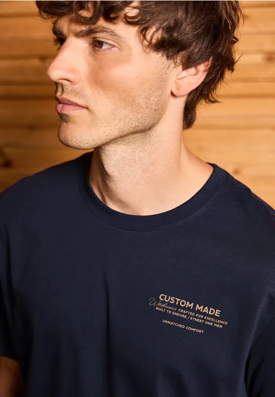 Basic Shirt mit Printdetail night blue