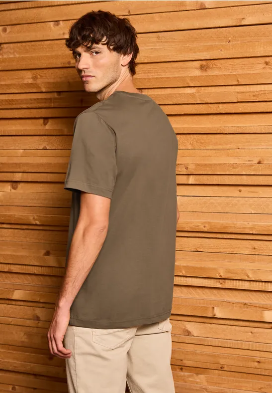 Basic Shirt mit Printdetail ash brown