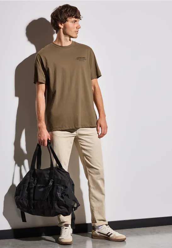 Basic Shirt mit Printdetail ash brown