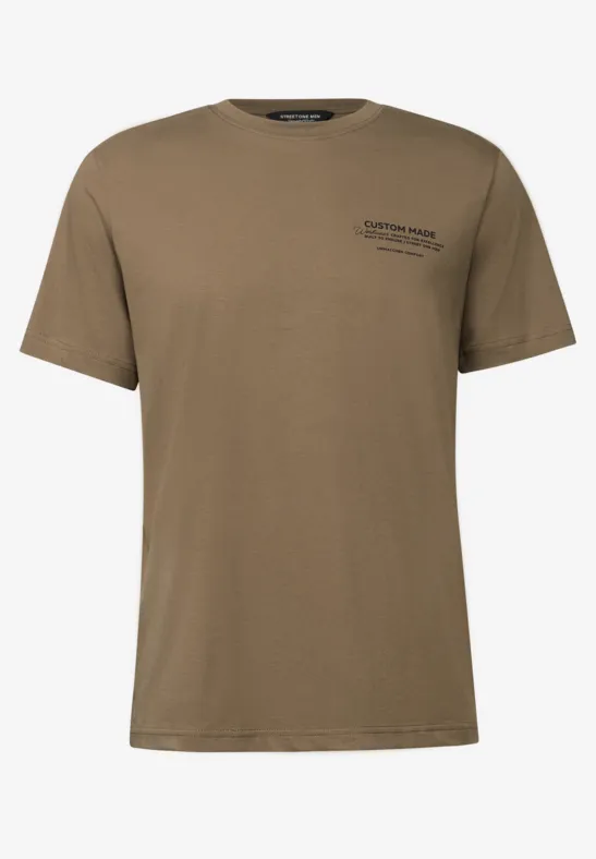 Basic Shirt mit Printdetail ash brown