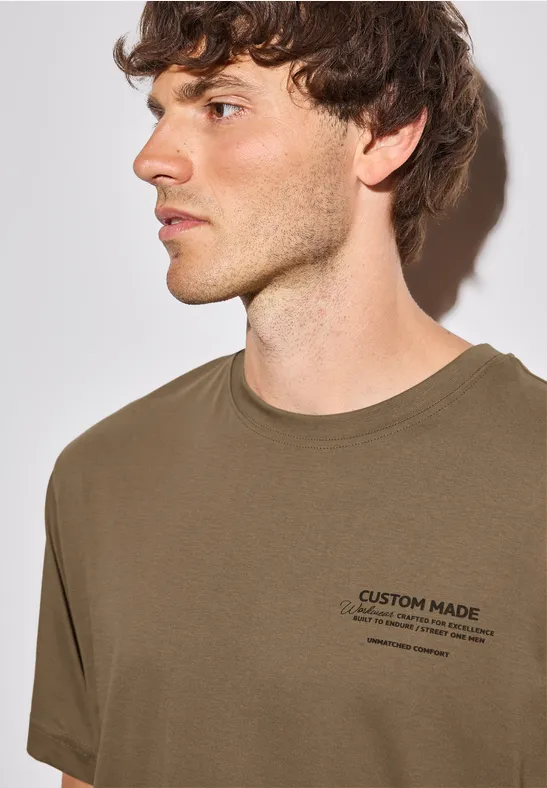 Basic Shirt mit Printdetail ash brown