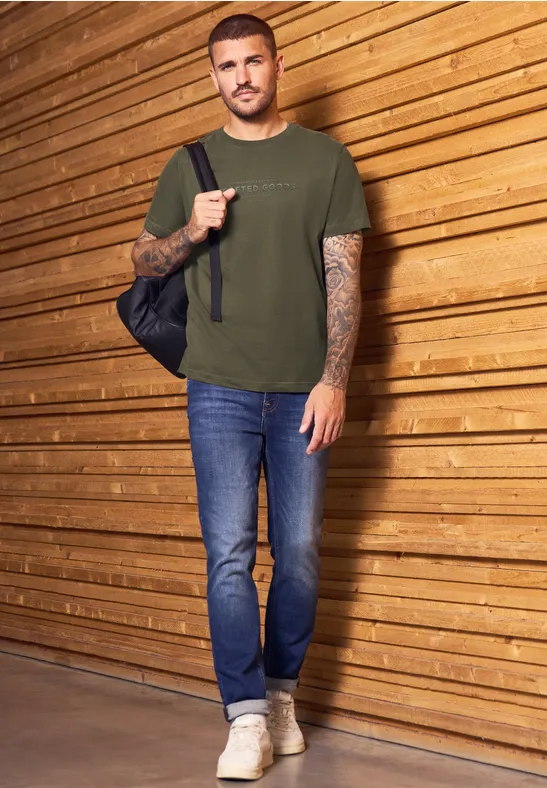 Zacht Shirt met tekst vintage green