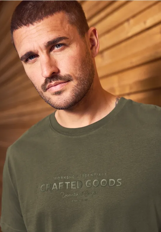 Zacht Shirt met tekst vintage green