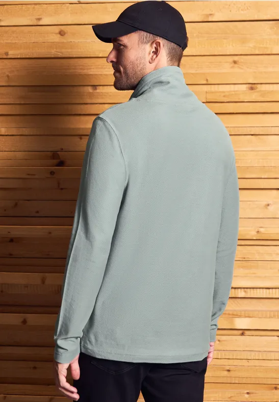 Shirt met structuur en trechtervormige hals silver green
