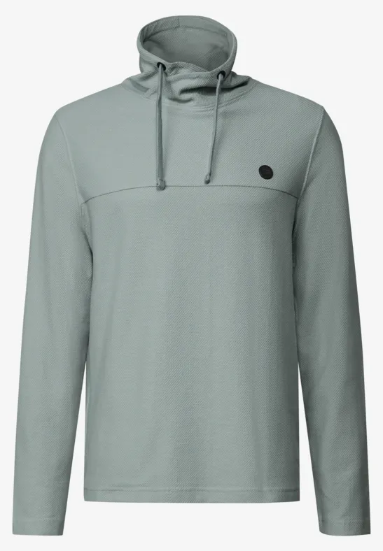 Shirt met structuur en trechtervormige hals silver green