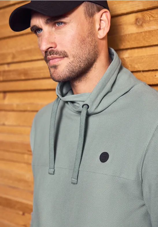 Shirt met structuur en trechtervormige hals silver green