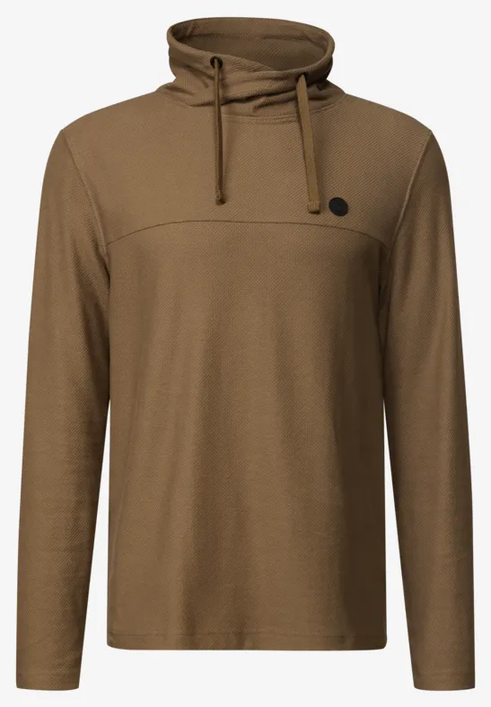 Shirt met structuur en trechtervormige hals ash brown