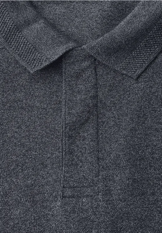 Tweekleurige polo met lange mouwen night blue
